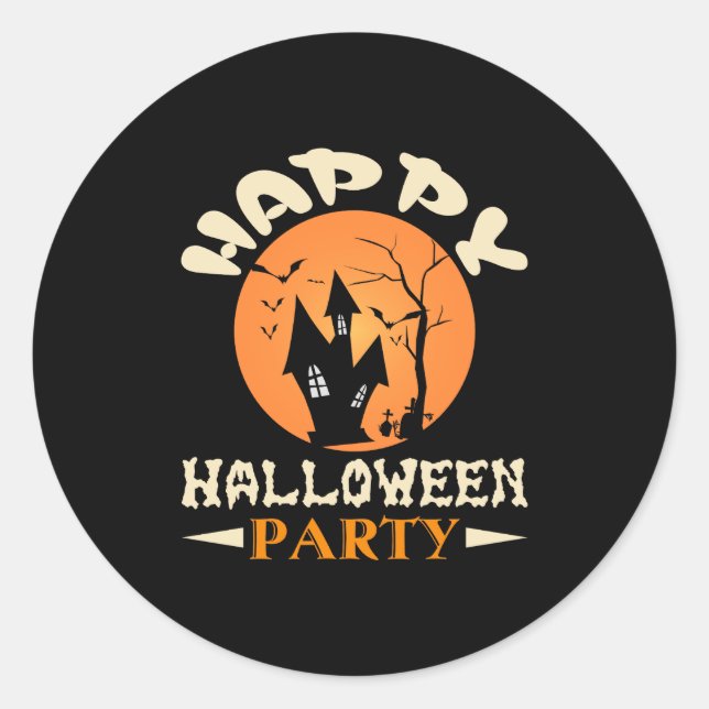 Happy Halloween Party  Classic Round Sticker (Front)