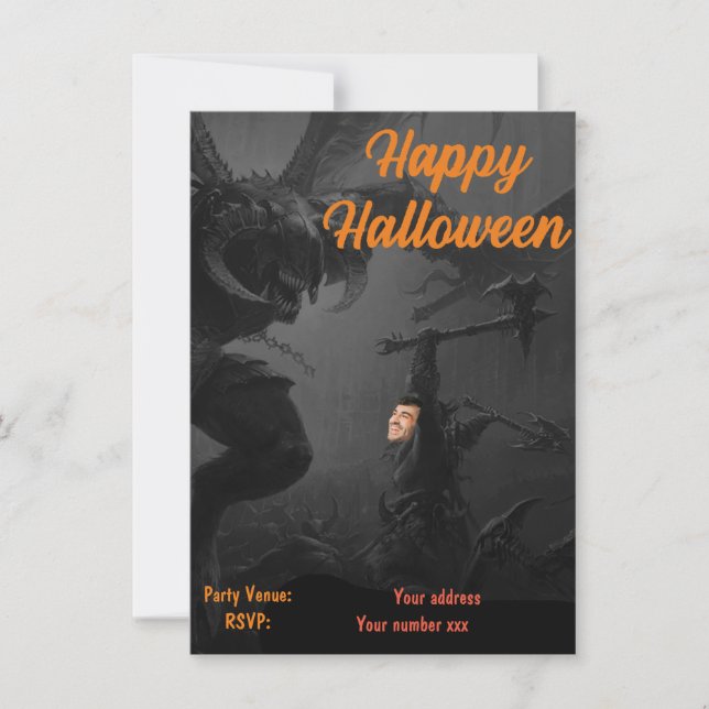 Happy Halloween Party Dark Black,Orange Monsters Invitation (Front)