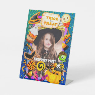 Happy Halloween party filled with trick-or-treat Pedestal Sign