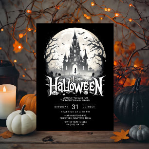 Happy Halloween Party Invitation Haunted Castle
