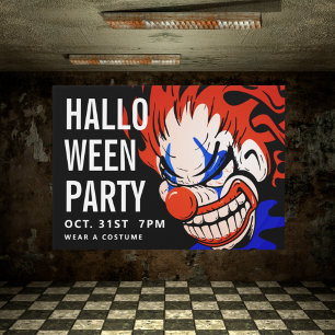 Happy Halloween    Party Invitation Scary Clown Postcard