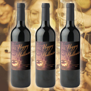 Happy Halloween Party Jack O'Lantern Hallowine Wine Label