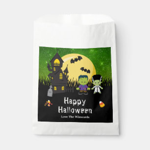 Happy Halloween Party Monsters Green Favour Bag