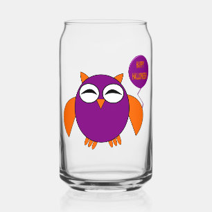 Happy Halloween Party Owl Can Glass