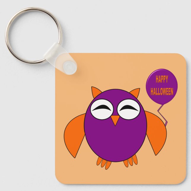 Happy Halloween Party Owl Custom Key Ring (Front)