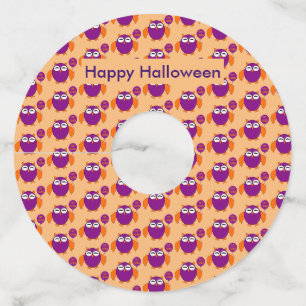 Happy Halloween Party Owl Custom Wine Glass Tag