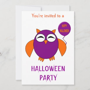 Happy Halloween Party Owl Customisable Invitation
