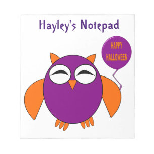 Happy Halloween Party Owl Customisable Notepad