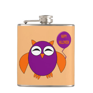 Happy Halloween Party Owl Flask