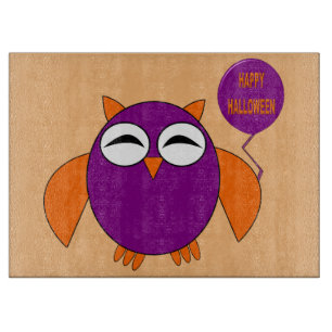 Happy Halloween Party Owl Glass Cutting Board