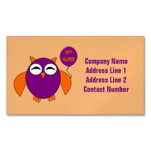 Happy Halloween Party Owl Magnetic Business Cards