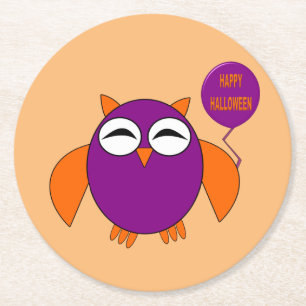 Happy Halloween Party Owl Paper Coasters