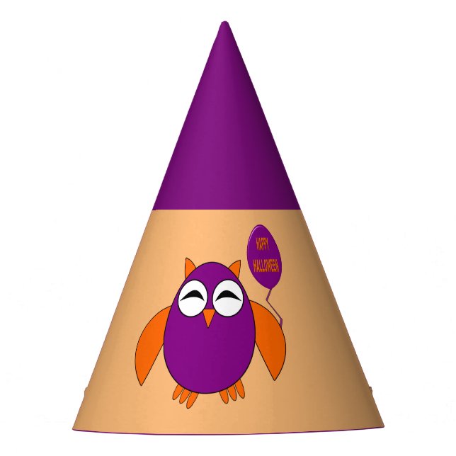 Happy Halloween Party Owl Party Hat (Front)