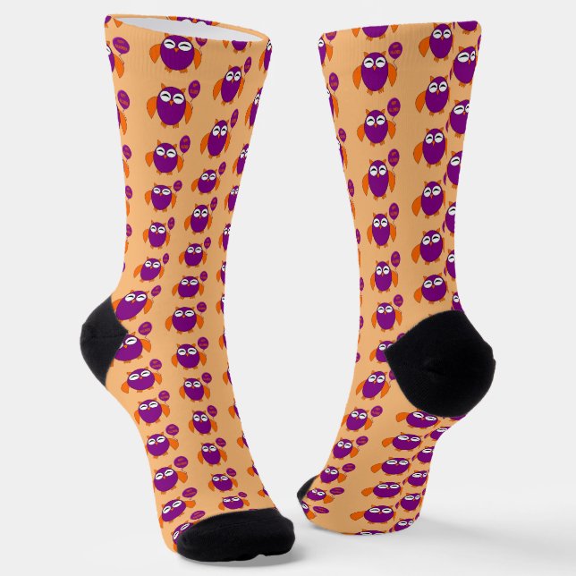 Happy Halloween Party Owl Patterned Socks (Angled)