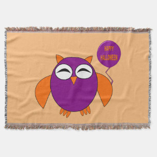 Happy Halloween Party Owl Throw Blanket