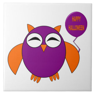 Happy Halloween Party Owl Tile