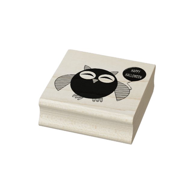 Happy Halloween Party Owl Wood Art Stamp (Stamp)