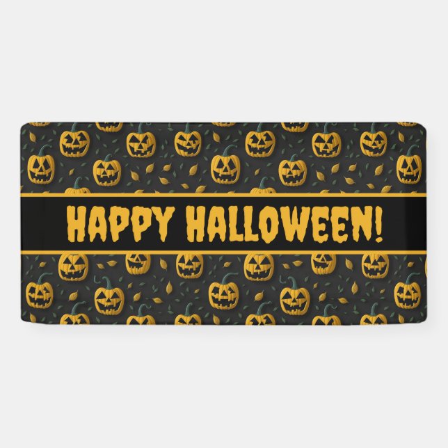 Happy halloween party spooky pumpkin cartoon dark banner (Horizontal)