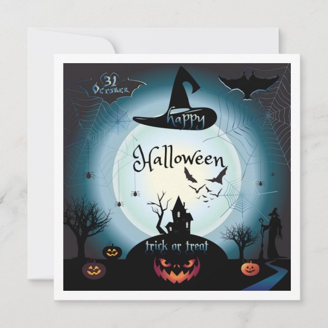 Happy Halloween Party "Treat or Trick" Card (Front)