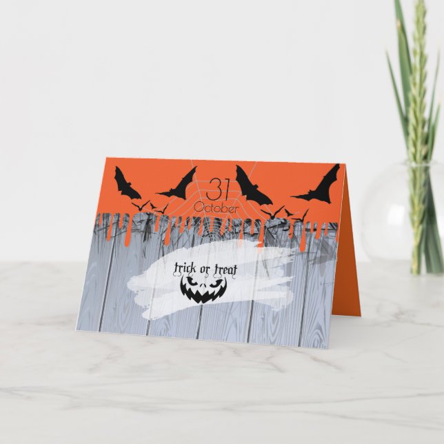 Happy Halloween Party "Treat or Trick" Card (Front)