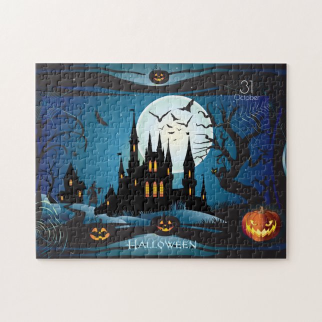 Happy Halloween Party "Treat or Trick" Magic Jigsaw Puzzle (Horizontal)