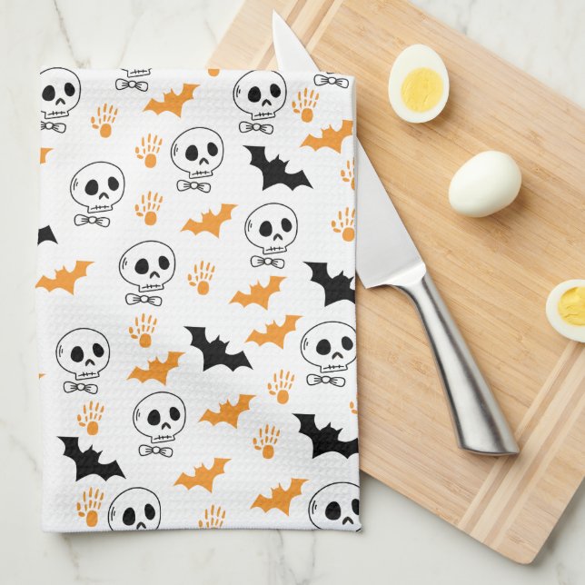 Happy Halloween Pattern Tea Towel (Quarter Fold)