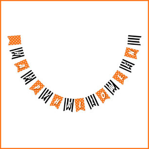 Happy Halloween Patterned Black and Orange Bunting