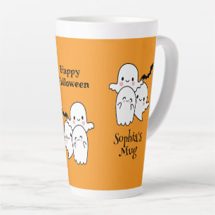 Happy Halloween Personalise NAME Ghosts Bat Latte Mug