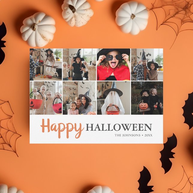 Happy Halloween Photo Collage Modern Card (Creator Uploaded)
