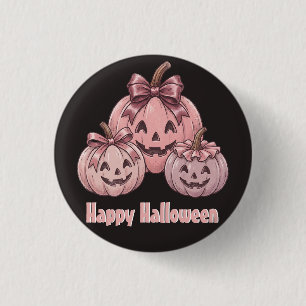 Happy Halloween Pinkoween Vintage Pumpkin Trio 3 Cm Round Badge