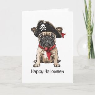 Happy Halloween Pirate French Bulldog Card