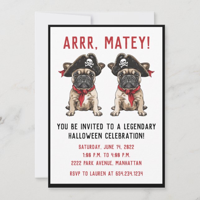 Happy Halloween Pirate French Bulldog Invitation (Front)
