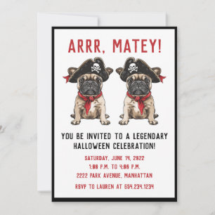 Happy Halloween Pirate French Bulldog Invitation