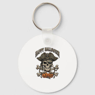 Happy Halloween Pirate Skull Crossbones Pumpkins_1 Key Ring