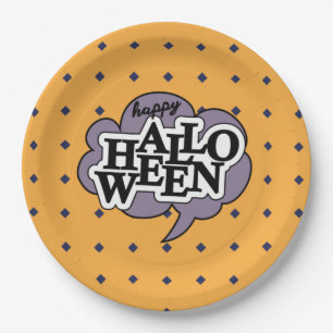 Happy halloween pop art paper plate
