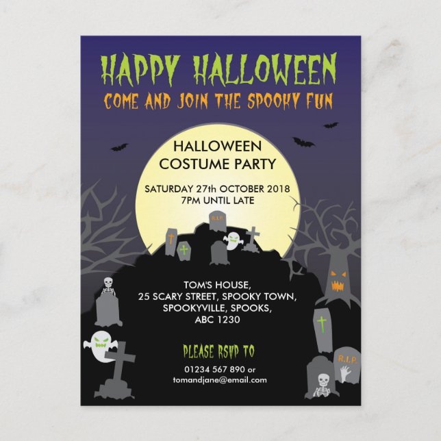 'Happy Halloween' postcard invitation (Front)