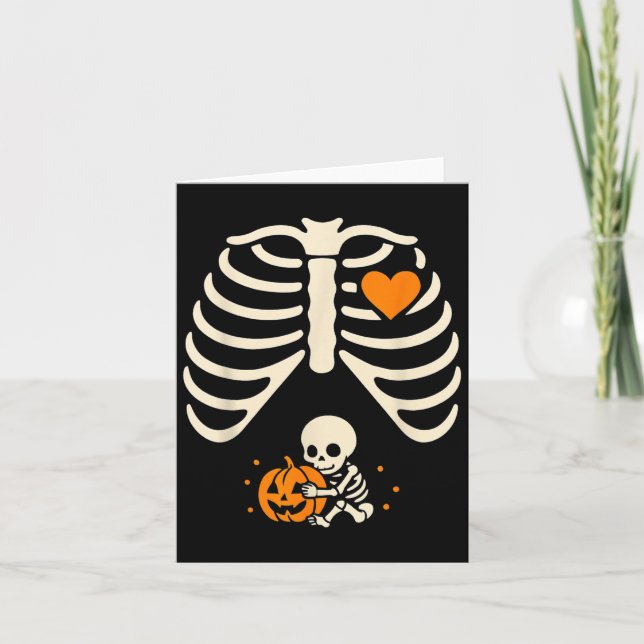 Happy Halloween Pregnant Baby Skeleton Spooky Seas Card (Front)