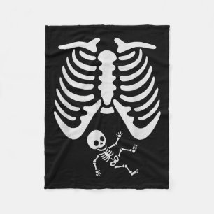 Happy Halloween Pregnant Baby Skeleton Spooky Seas Fleece Blanket