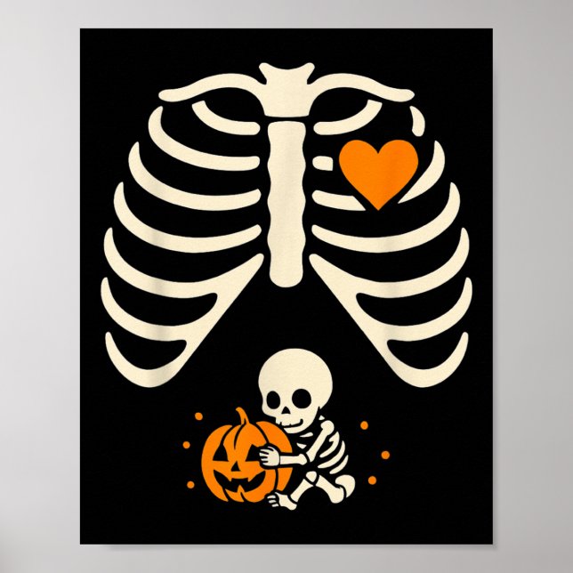 Happy Halloween Pregnant Baby Skeleton Spooky Seas Poster (Front)