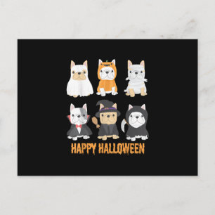 Happy Halloween Pug Dogs Cute French Bulldog Lover Holiday Postcard
