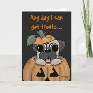 Happy Halloween-Pug in Jack O' Lantern Card