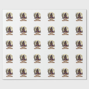 Happy Halloween Pug Witch Hat Cauldron Pumpkins_1 Wrapping Paper