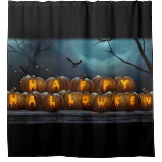 Happy Halloween Pumkins Shower Curtain (Front)