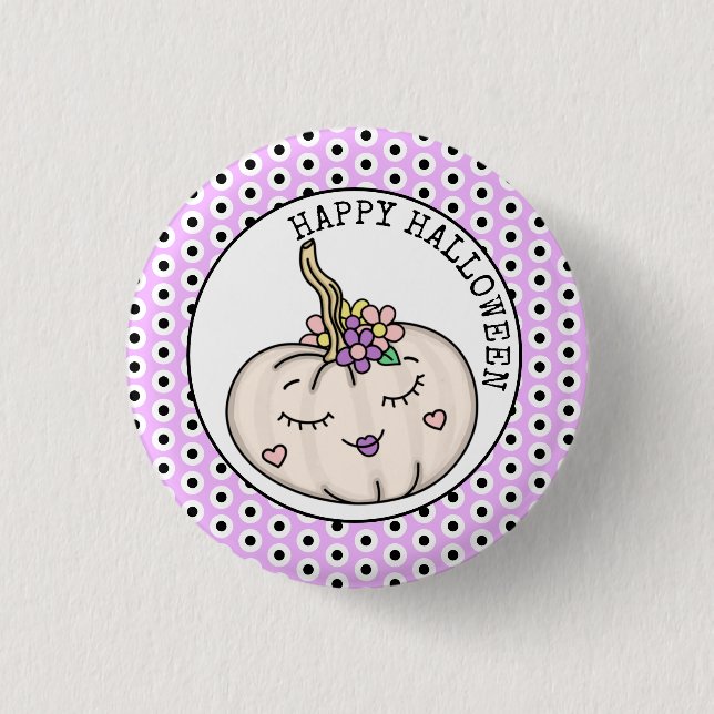 Happy Halloween | Pumpkin and Polka Dots   3 Cm Round Badge (Front)
