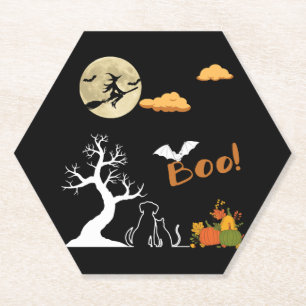 Happy Halloween Pumpkin Animal Lover Cat Dog Paper Coaster