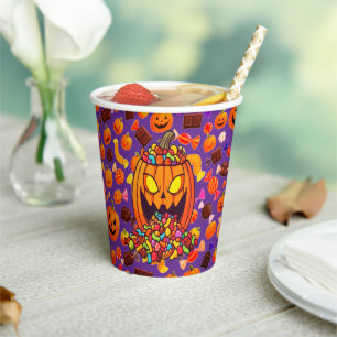 Happy Halloween Pumpkin Artwork Paper Cups