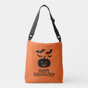 Happy Halloween Pumpkin Bat Minimal Crossbody Bag