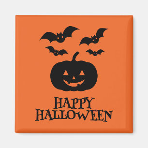 Happy Halloween Pumpkin Bat Minimal Magnet