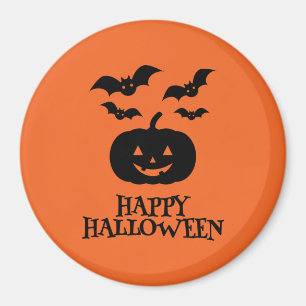 Happy Halloween Pumpkin Bat Minimal Magnet