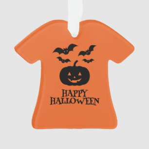 Happy Halloween Pumpkin Bat Minimal Ornament